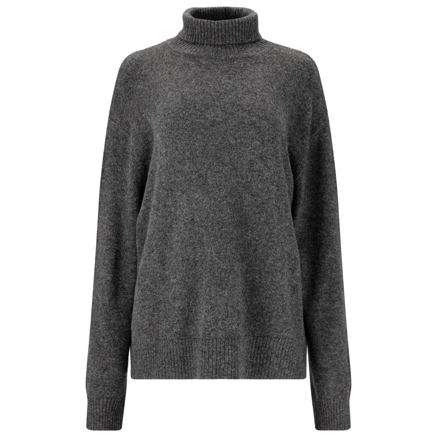 Дамски пуловер Athlecia Women's Daviana Knitted High Neck Jumper - Dark Grey Melange