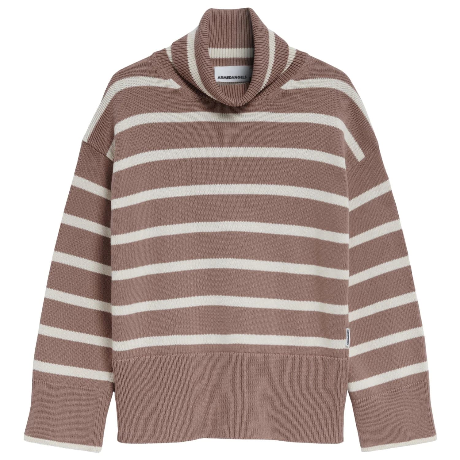 Дамски пуловер ARMEDANGELS Women's Chanaa Stripes Jumper - Cinnamon Dust / Oatmilk
