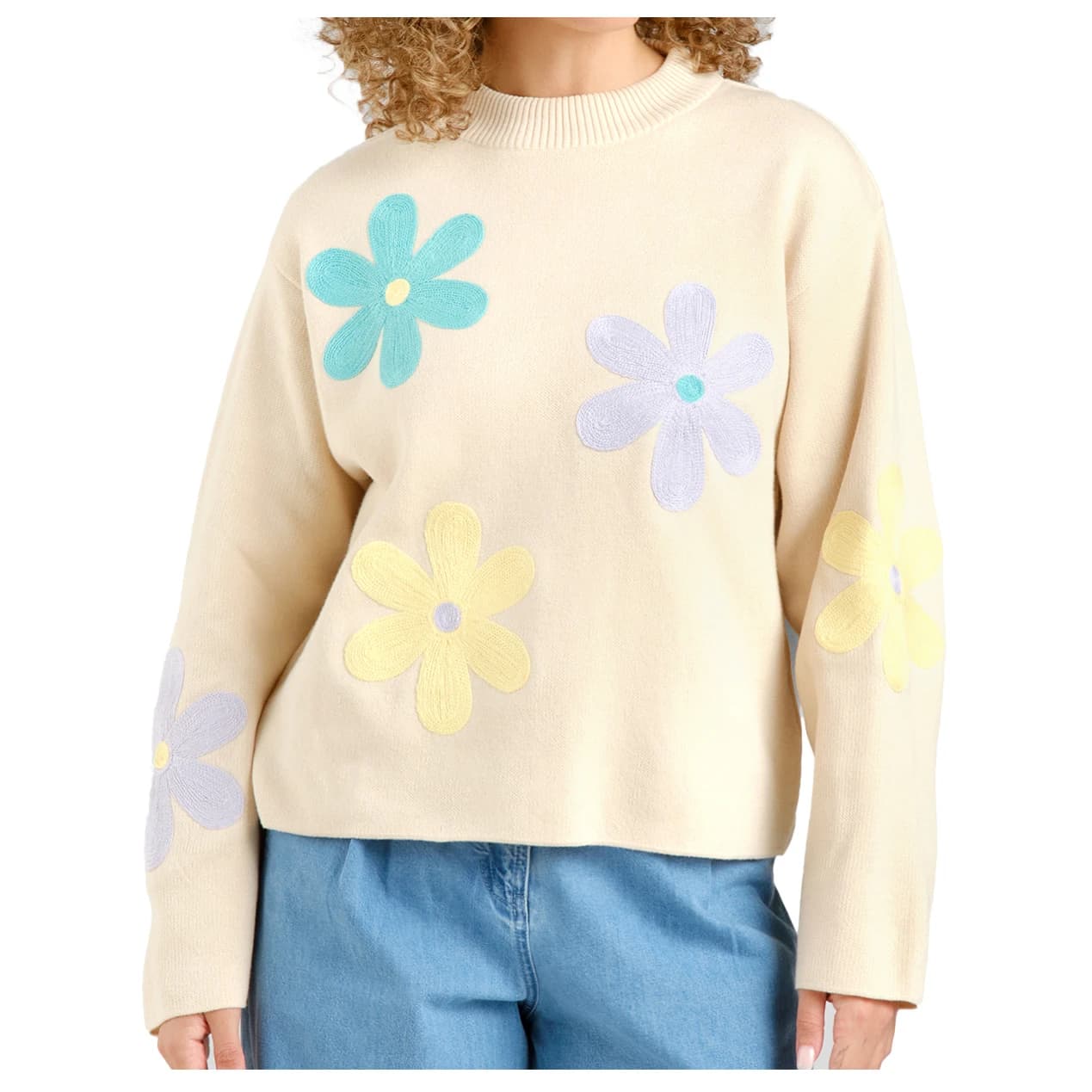 Дамски пуловер Dedicated Women's Sweater Limhamn Jumper - Application Flower / Whitecap Grey