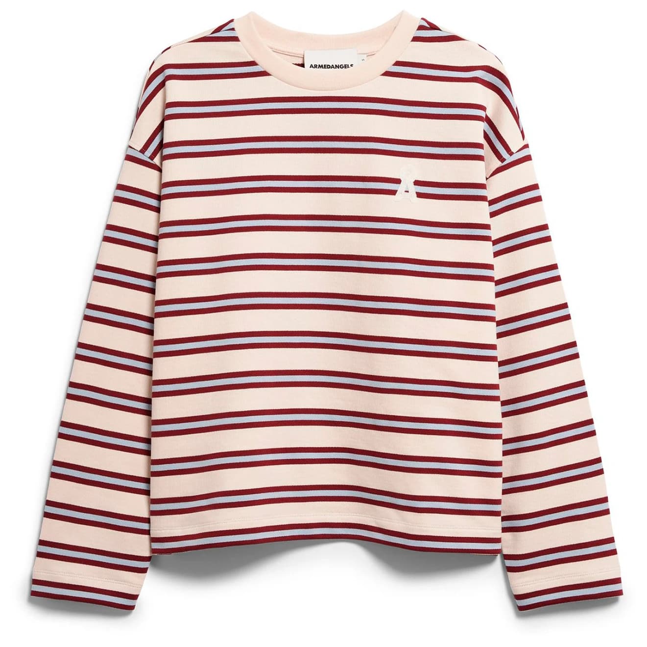 Дамски пуловер ARMEDANGELS Women's Frankaa Maarlen Bold Jumper - Undyed / Velvet Red / Soft Blue