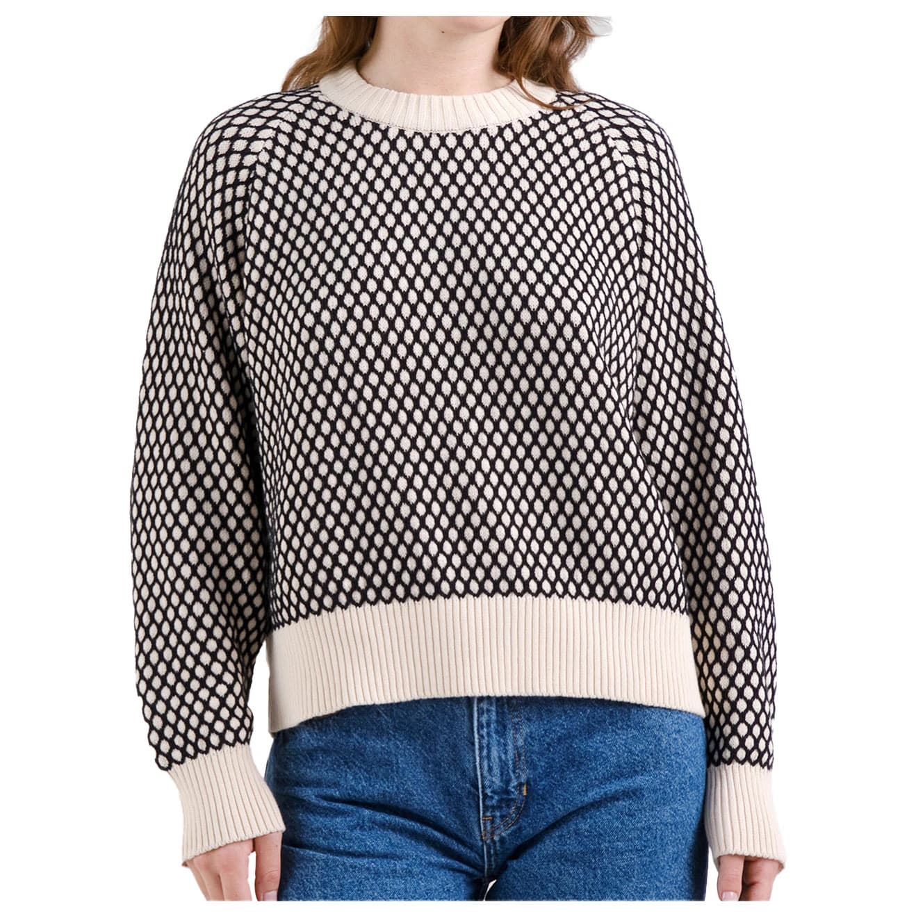 Пуловер Dedicated Women's Sweater Husie Bubble Knit Jumper - Black / Vanilla White