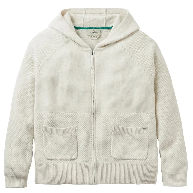 Дамски суичър Passenger Women's Cove FZ Organic Cotton Knitted Hoodie - Off White