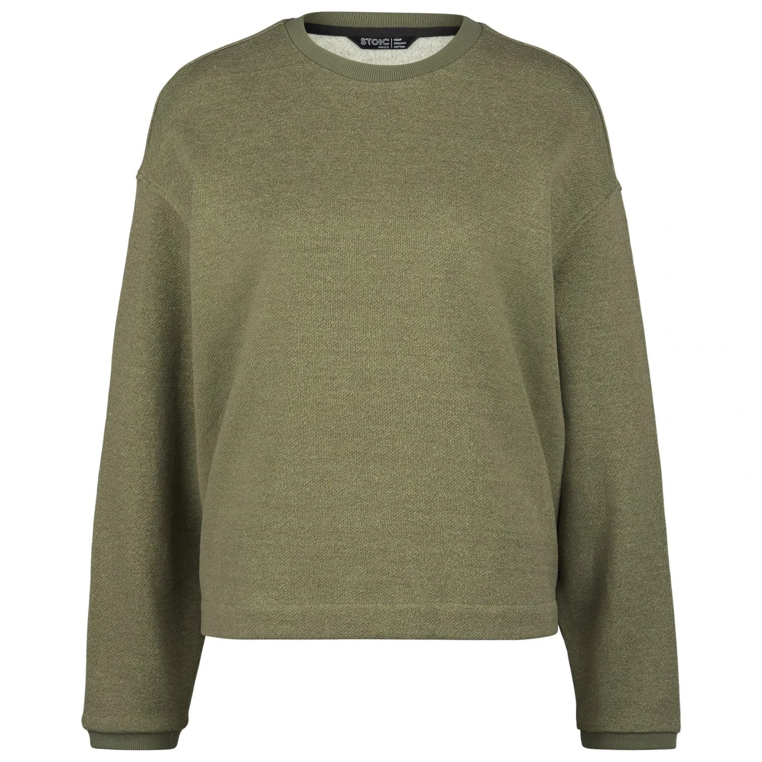 Дамски пуловер Stoic Women's MMXX. Kumla Loose Fit Crew Neck Jumper - Olive Green / Melange