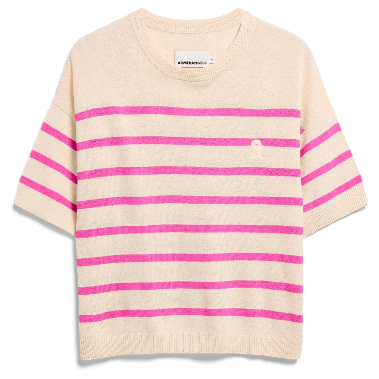 Дамски пуловер ARMEDANGELS Women's Stripe Linen Blend Sweater Jumper - Undyed / Washed Berry