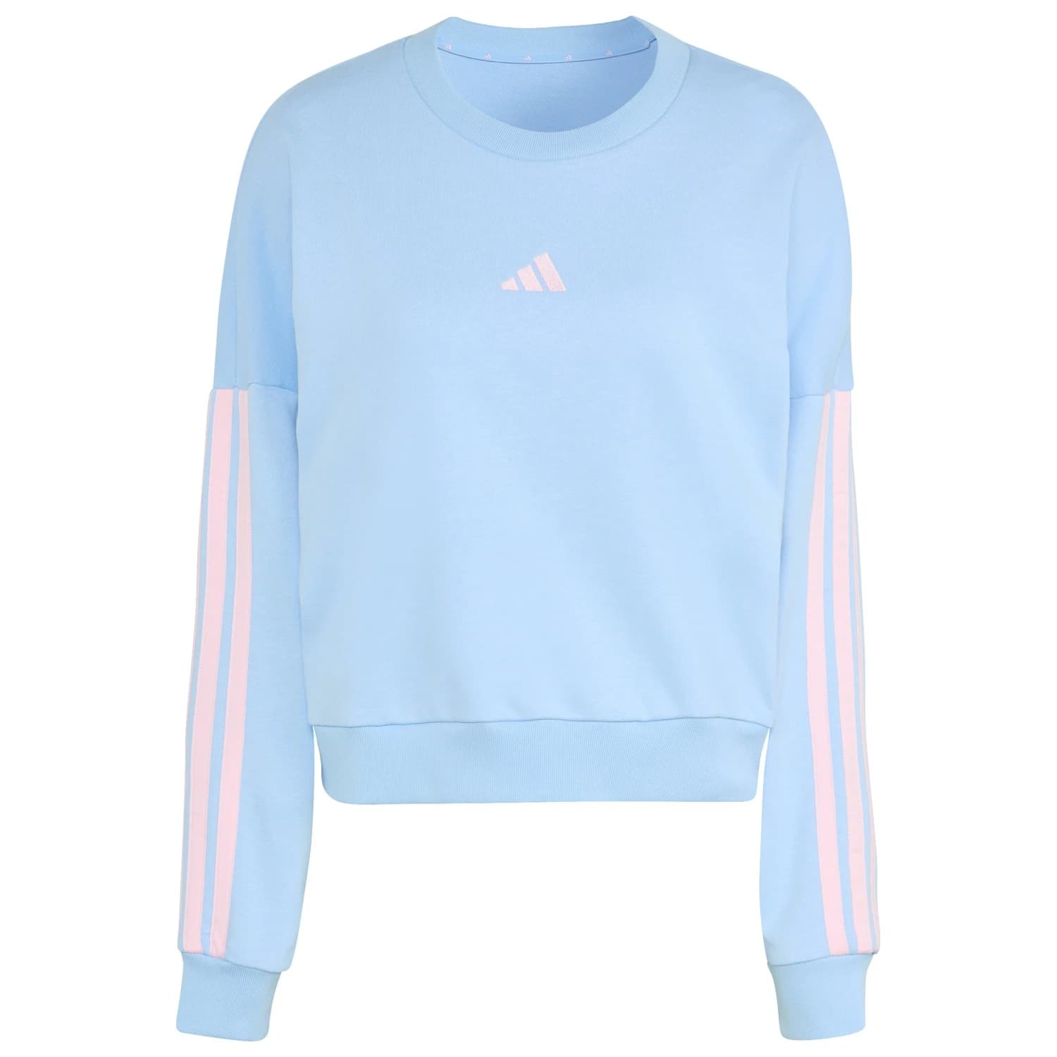 Дамски пуловер Adidas Women's 3-Stripes French-Terry Sweatshirt Jumper - Glow Blue / Clear Pink