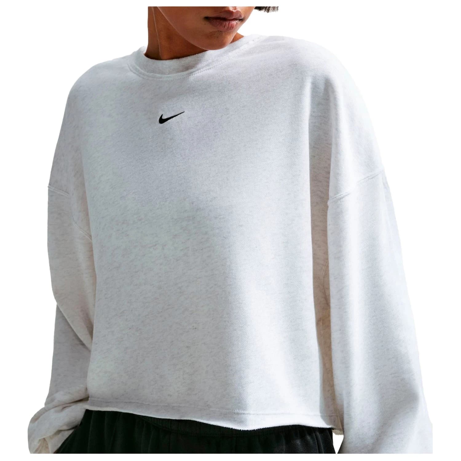 Дамски пуловер Nike Women's NSW Chill FT Crew Jumper - Birch Heather / Black
