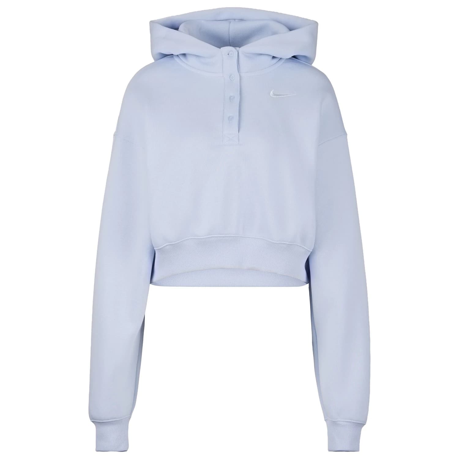 Дамски суичър Nike Women's NSW Phoenix Fleece OS Crop Henley Hoody Hoodie - Hydrogen Blue / Sail