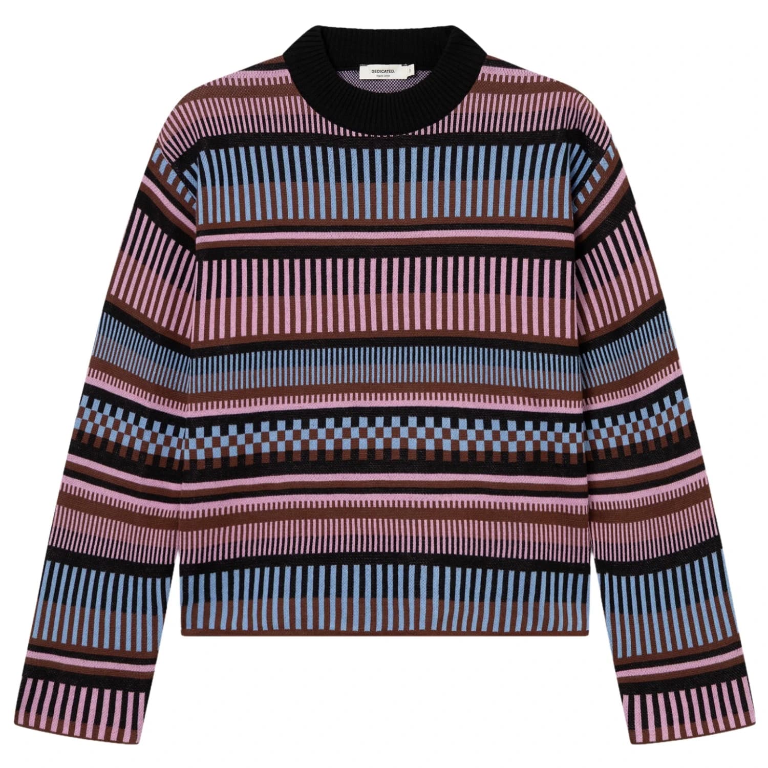 Дамски пуловер DEDICATED Women's Sweater Limhamn Dashed Stripe Jumper - Multi Color