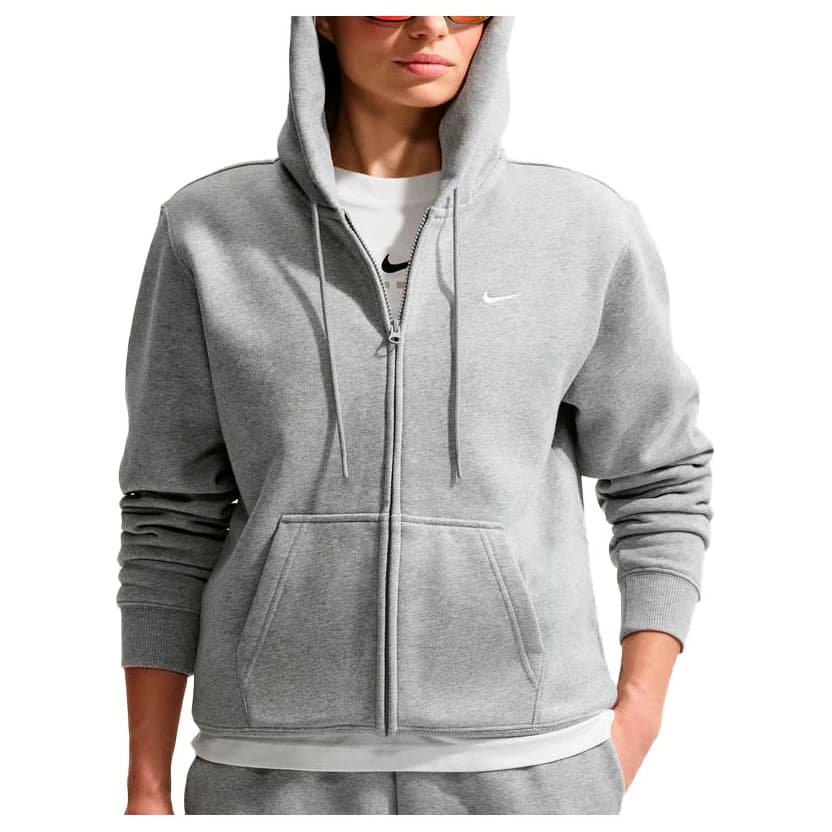 Дамски суичър Nike Women's Studio Fleece MW Std Full Zip Hoody Hoodie - Dark Grey Heather / Sail
