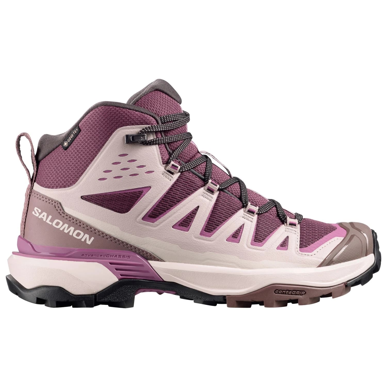 Дамски туристически обувки Salomon Women's X Ultra 360 Edge Mid GTX Walking boots - Huckleberry / Silver Cloud / Concord Grape