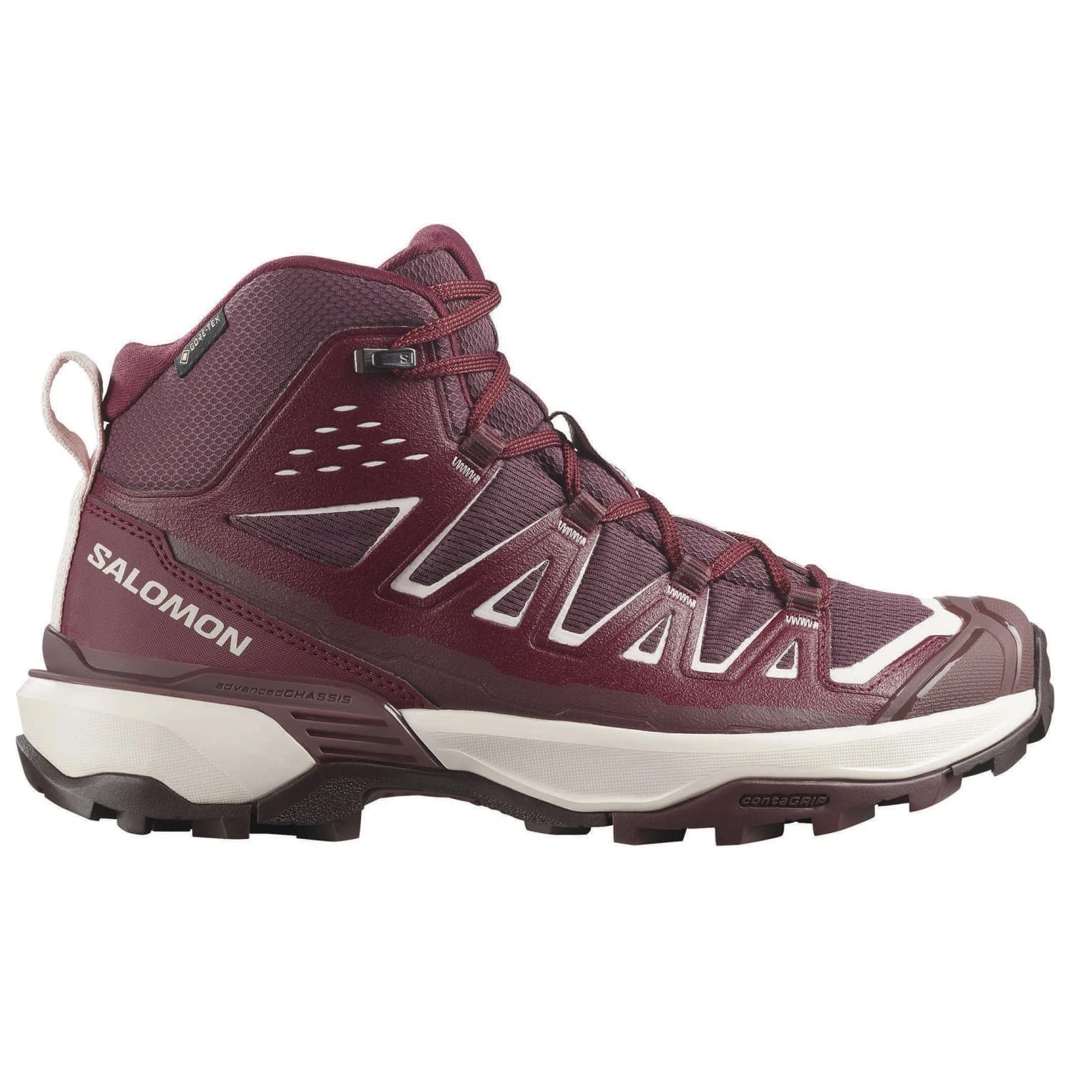 Дамски туристически обувки Salomon Women's X Ultra 360 Edge Mid GTX Walking boots - Huckleberry / Maroon Banner / Icy Pink