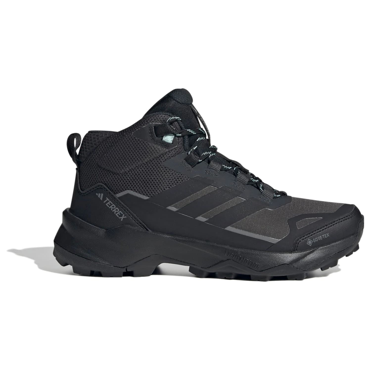 Дамски туристически обувки adidas Terrex Women's Terrex Skychaser AX5 Mid GORE-TEX Walking boots - Carbon / Core Black / Semi Flash Aqua