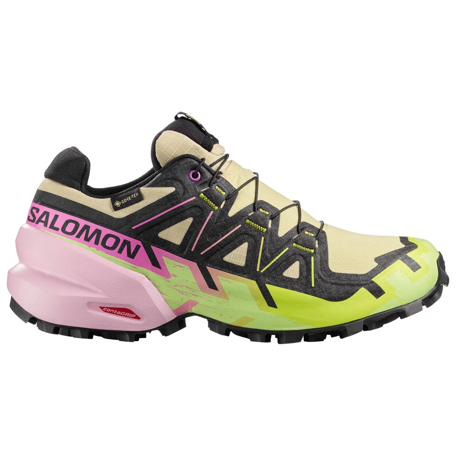 Дамски маратонки Salomon Women's Speedcross 6 Gore-Tex Trail running shoes - Bog / Dawn Pink / Acid Lime