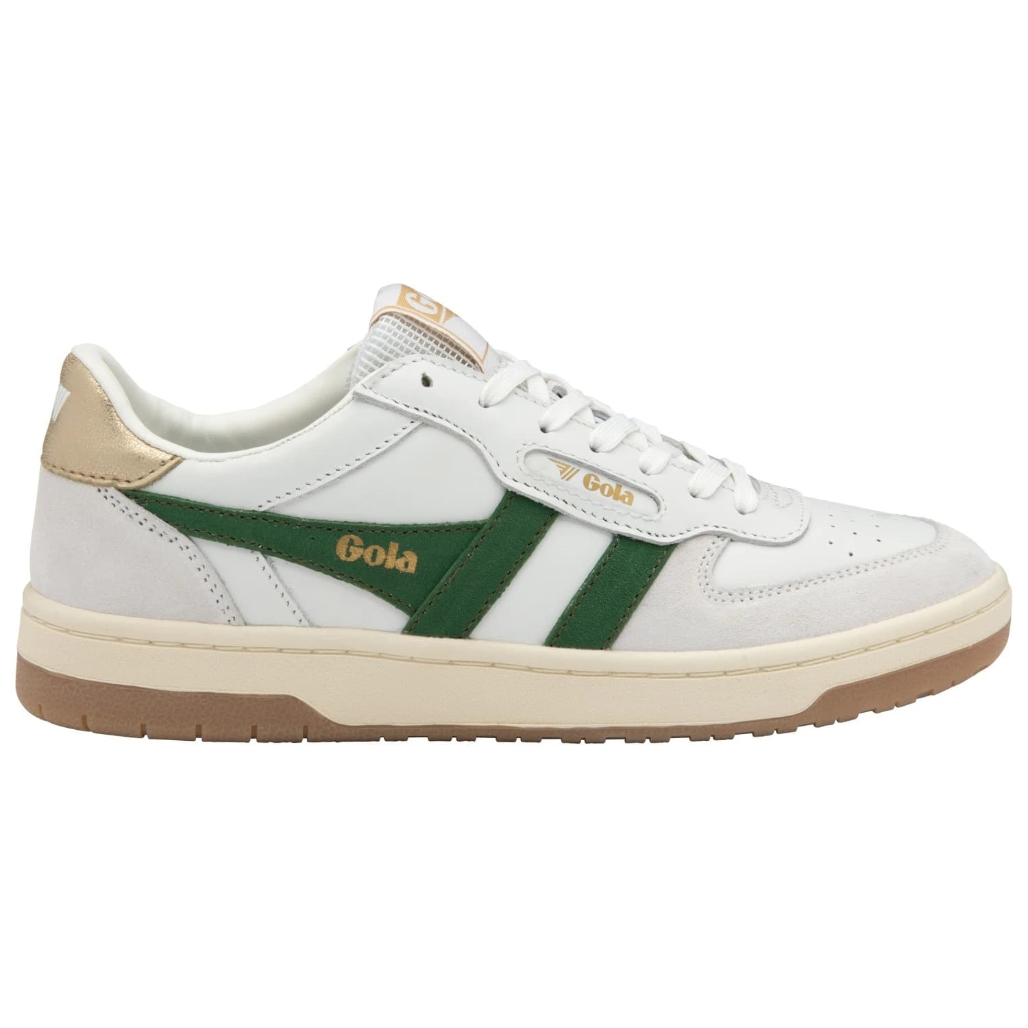 Дамски маратонки Gola Women's Hawk Sneakers - White / Dark Green / Gold