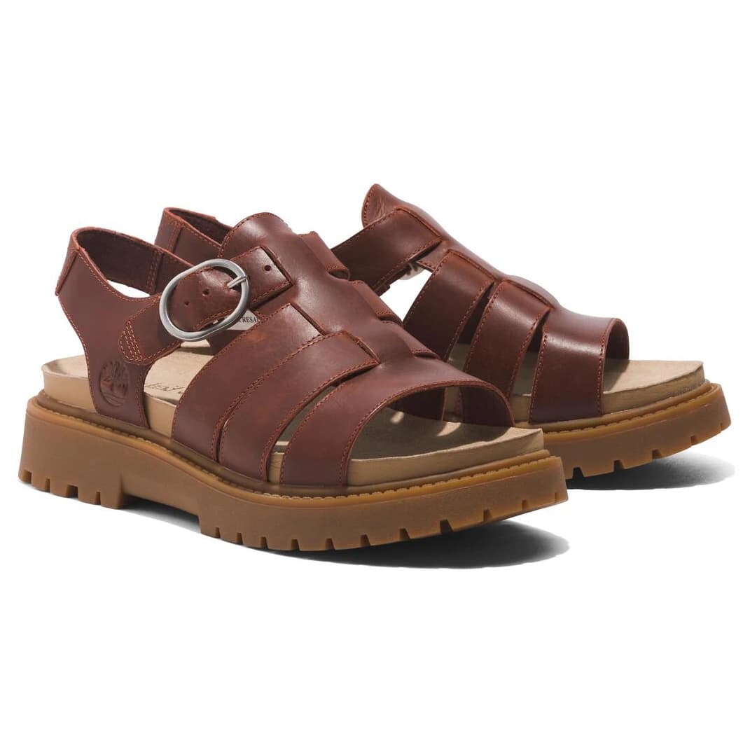Дамски сандали Timberland Women's Clairemont Way Fisherman Sandal - Dark Red Full Grain