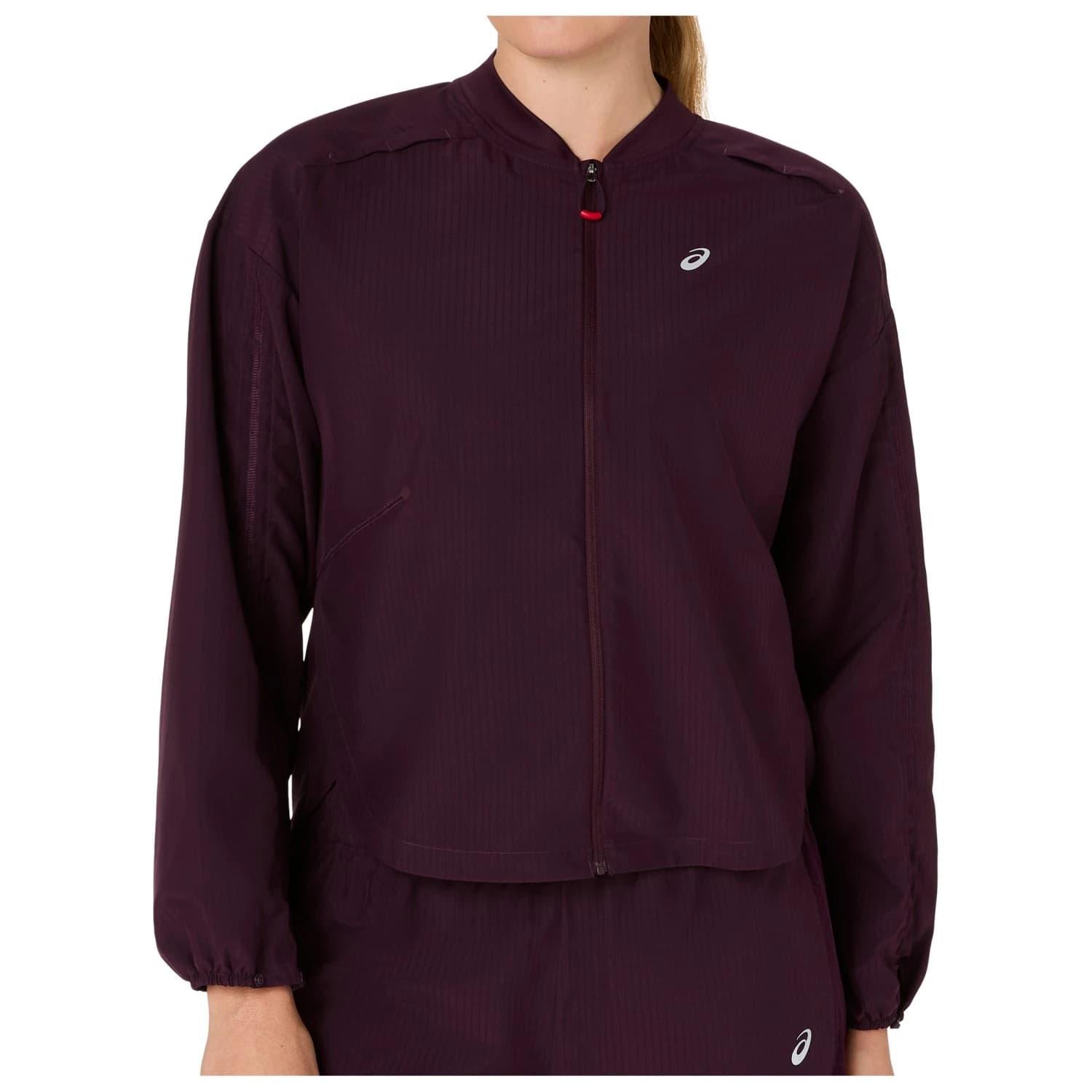 Дамско яке за бягане Asics Women's Nagino Run Adjustable Jacket Running jacket - Dark Aubergine