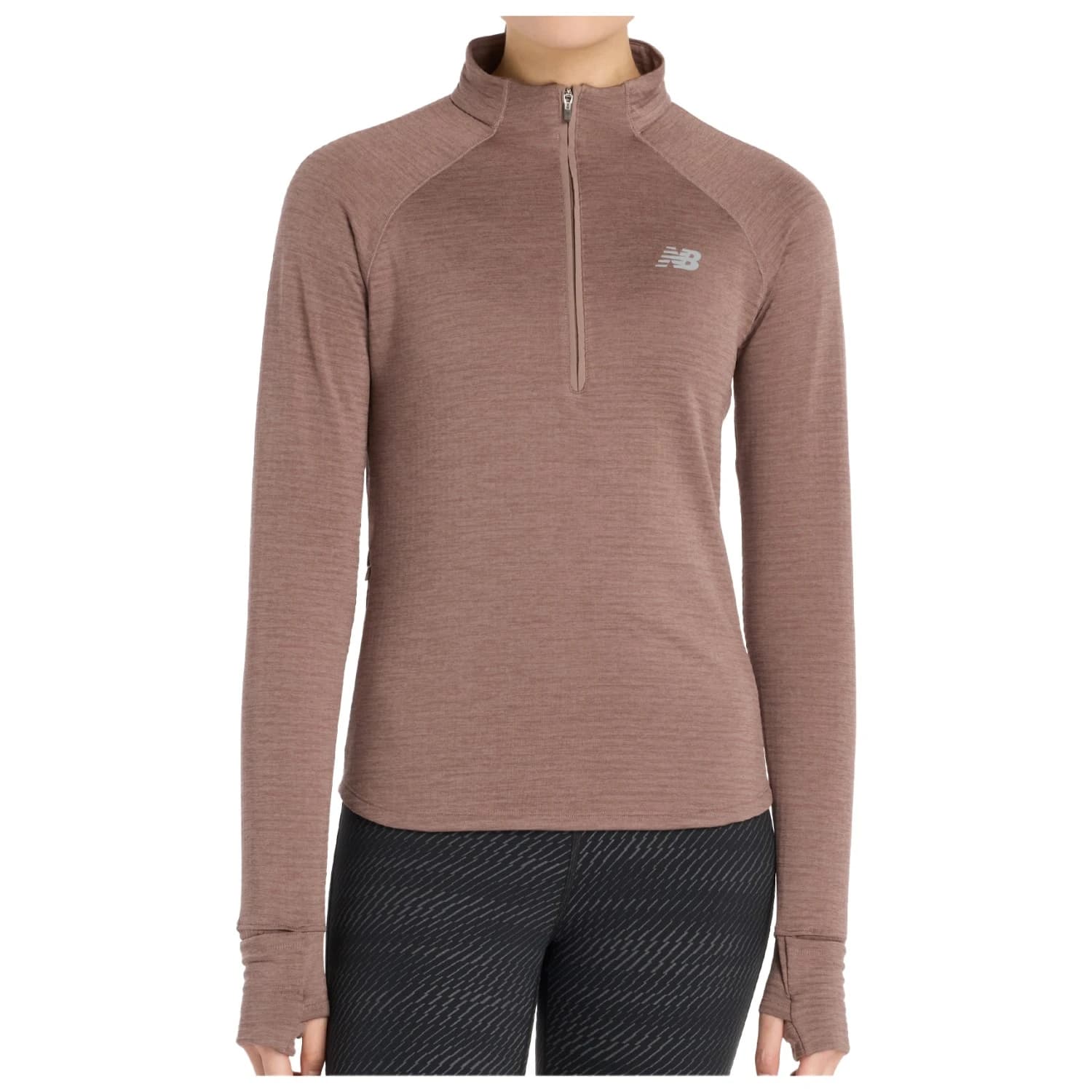Дамско яке за бягане New balance Women's Athletics Heat Grid 1/2 Zip Longsleeve - Earth Shadow