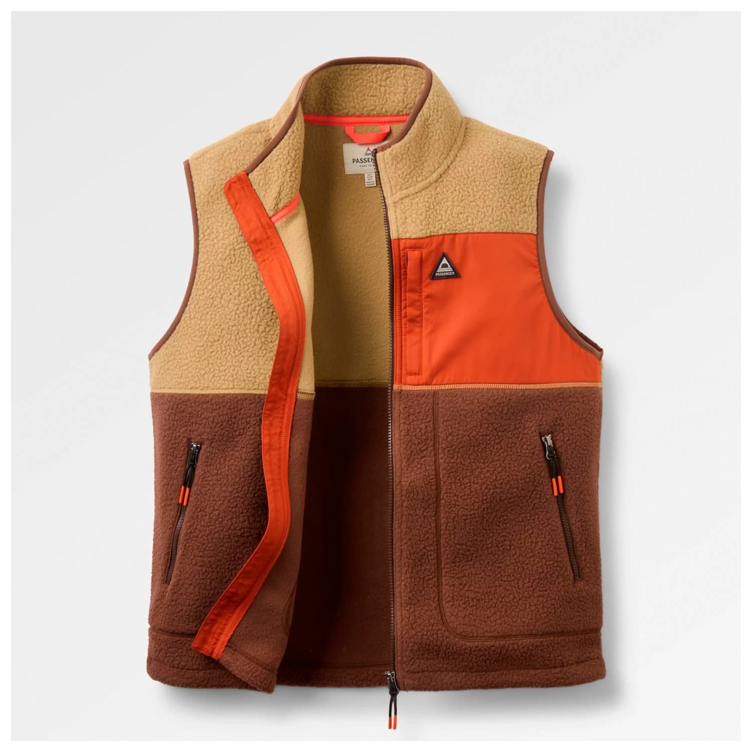 Дамски поларен елек Passenger Women's Home Full Zip Recycled Sherpa Gilet Fleece vest - Biscuit / Chestnut