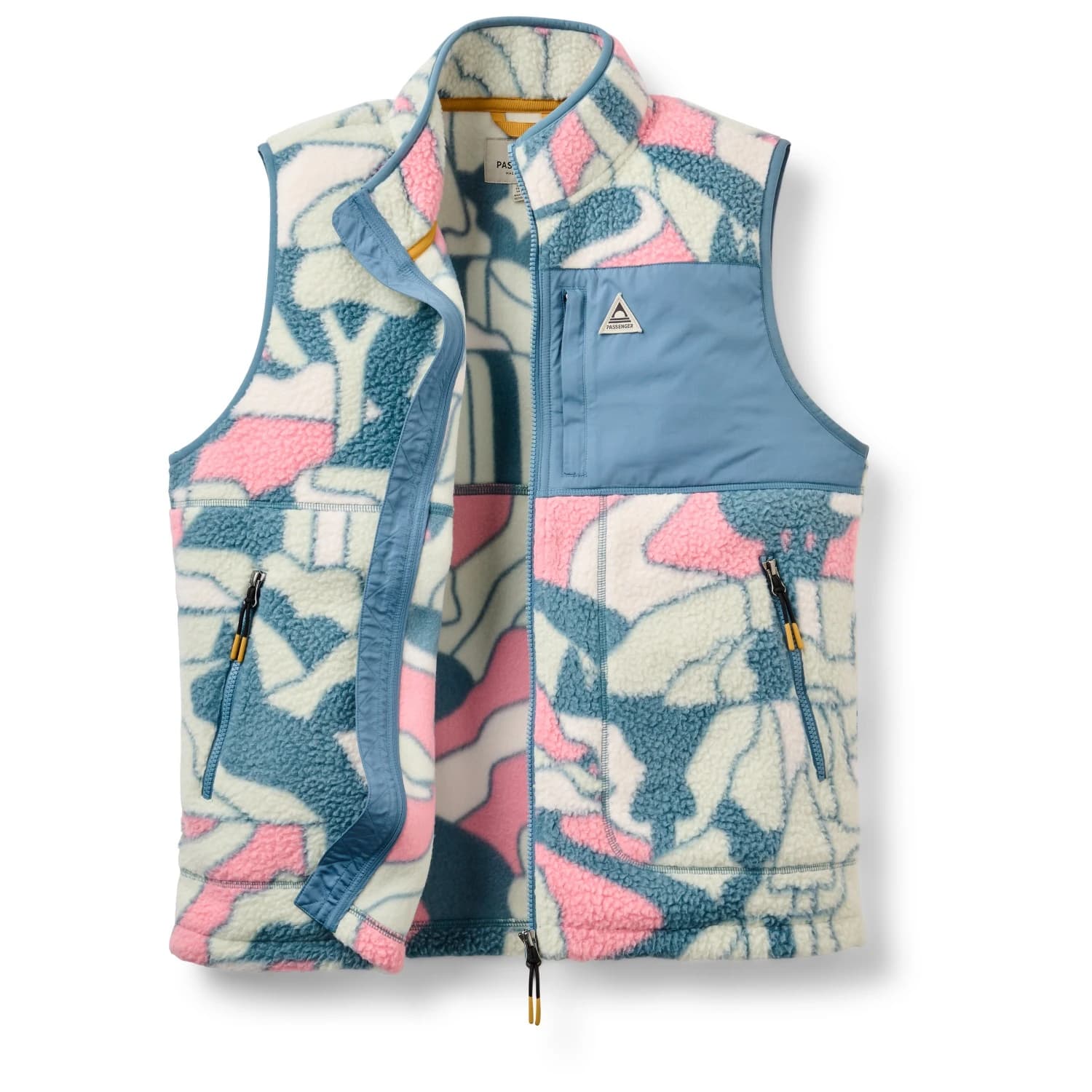 Дамски поларен елек Passenger Women's Home Full Zip Recycled Sherpa Gilet Fleece vest - Slower Rhythms Stormy Blue