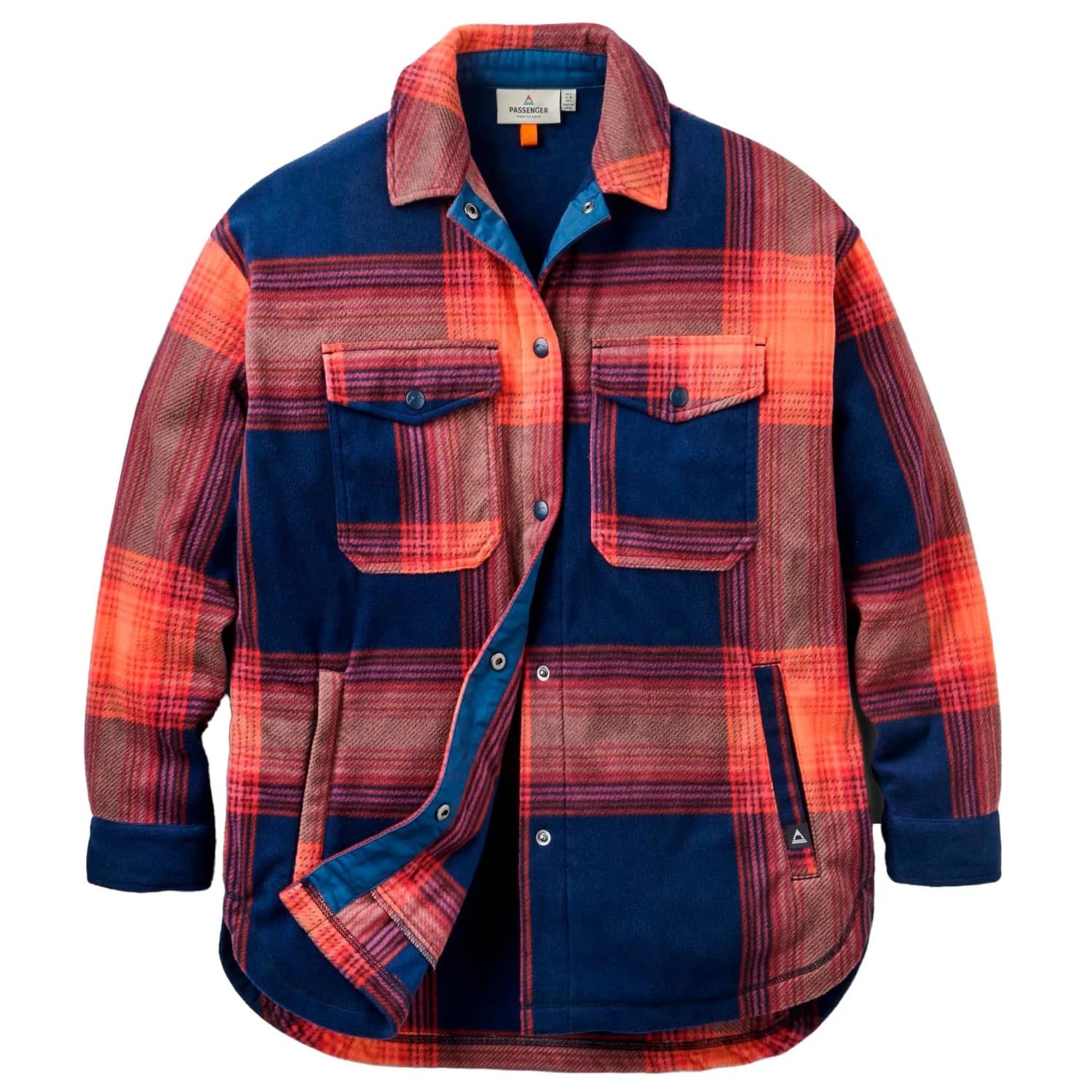 Дамска риза с копчета Passenger Women's East Recycled Polar Fleece Shirt - Rich Navy / Red Ochre Check