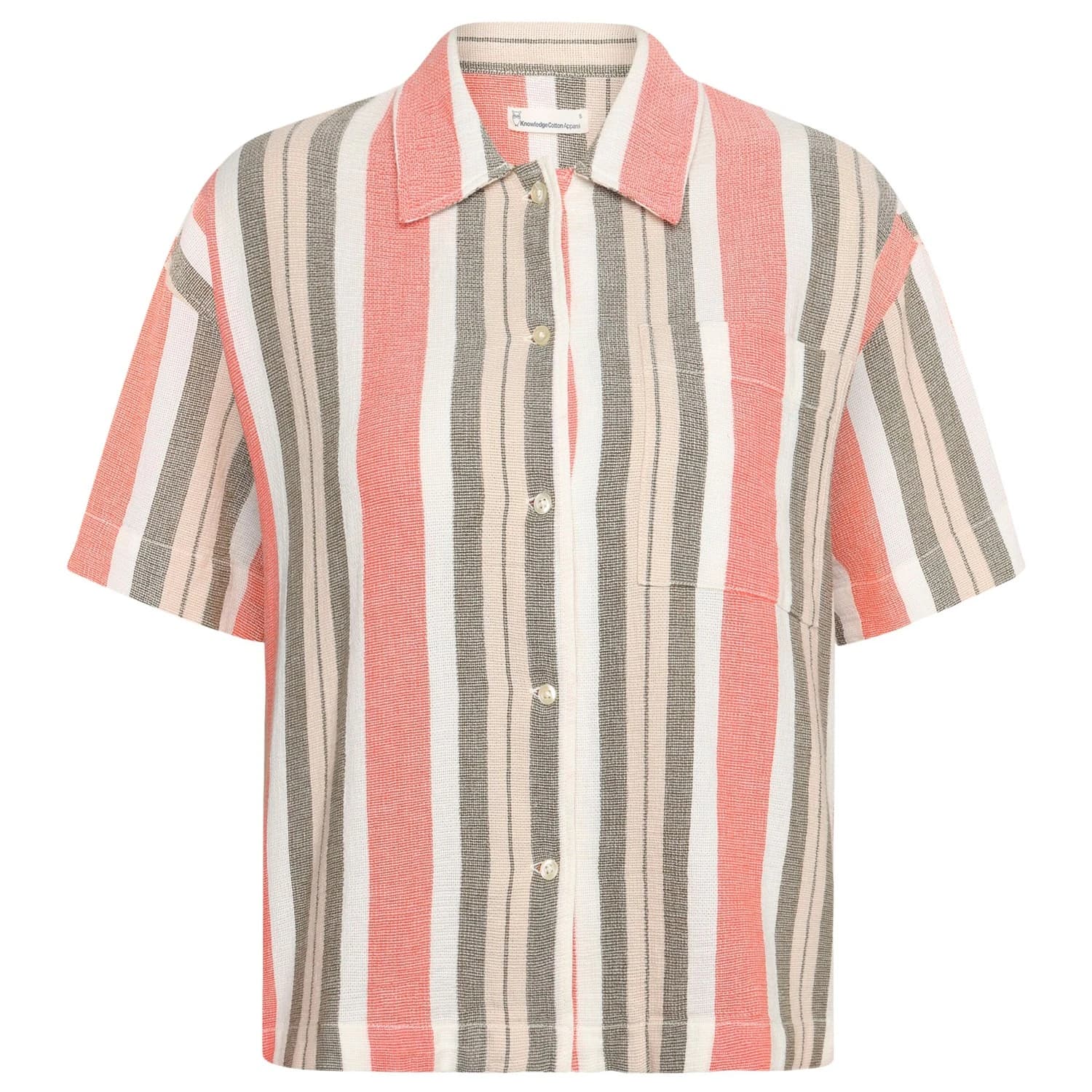 Дамска блуза Knowledgecotton apparel Women's Striped S/S Shirt Blouse - Green Stripe