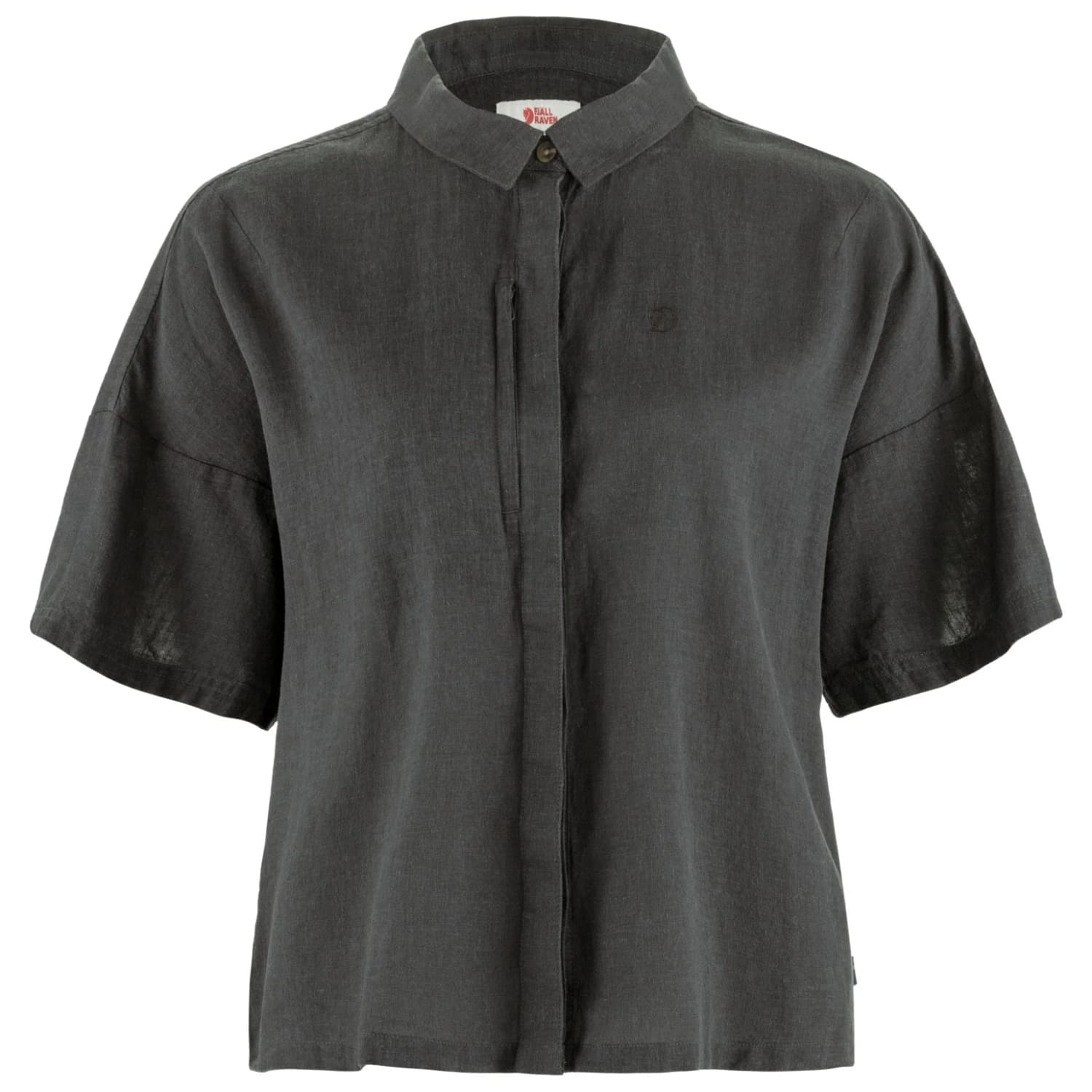 Дамска риза с копчета Fjällräven Women's Övik Hemp Camp Shirt S/S Shirt - Dark Grey
