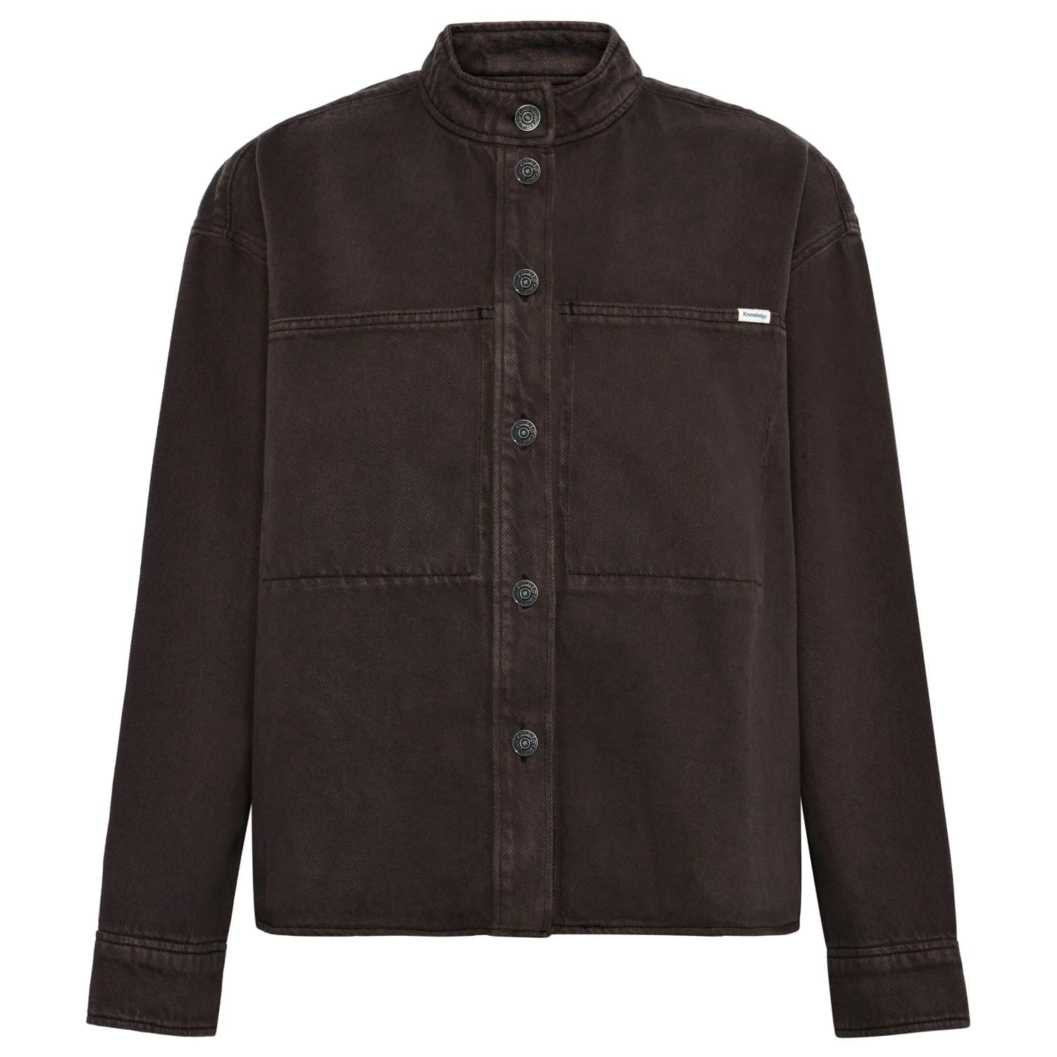 Дамска блуза KnowledgeCotton Apparel Women's Loose Stand Collar Heavy Blouse - Chocolate Torte