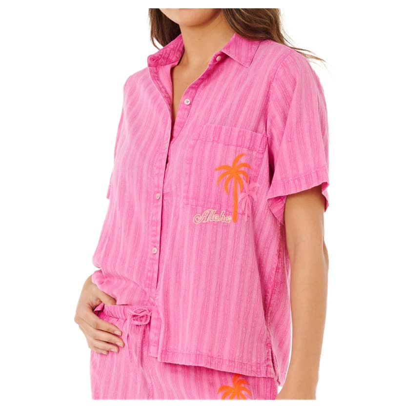 Дамска блуза Rip Curl Women's Hotel Malibu Embroid Shirt Blouse - Super Pink