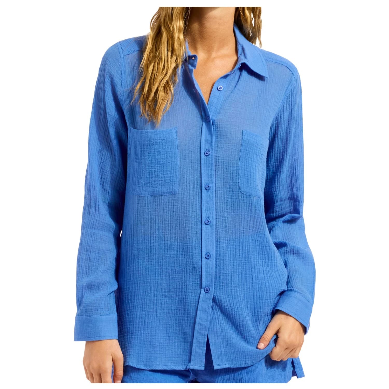 Дамска риза с копчета Seafolly Breeze Beach Shirt - Sapphire