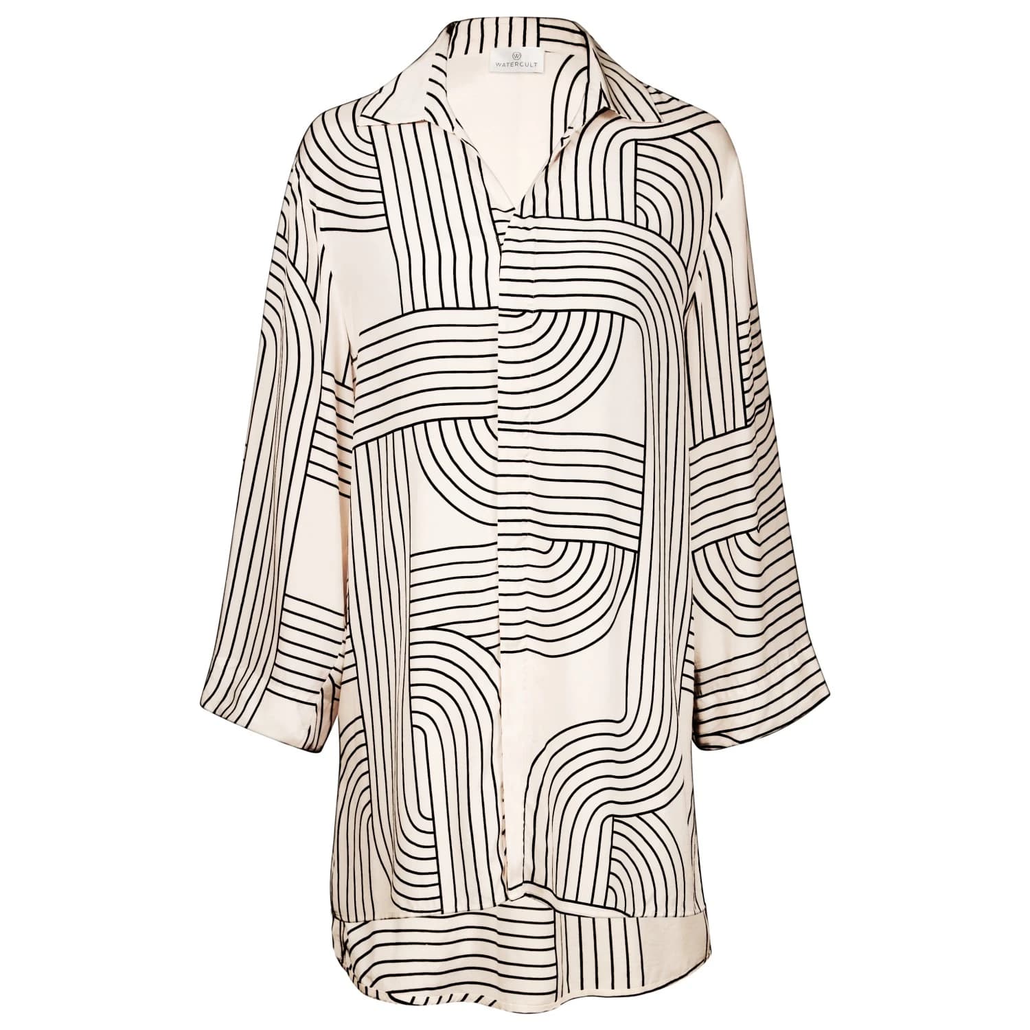 Дамска блуза Watercult Women's Line Set Beach Shirt Long Blouse - Tofu / Black