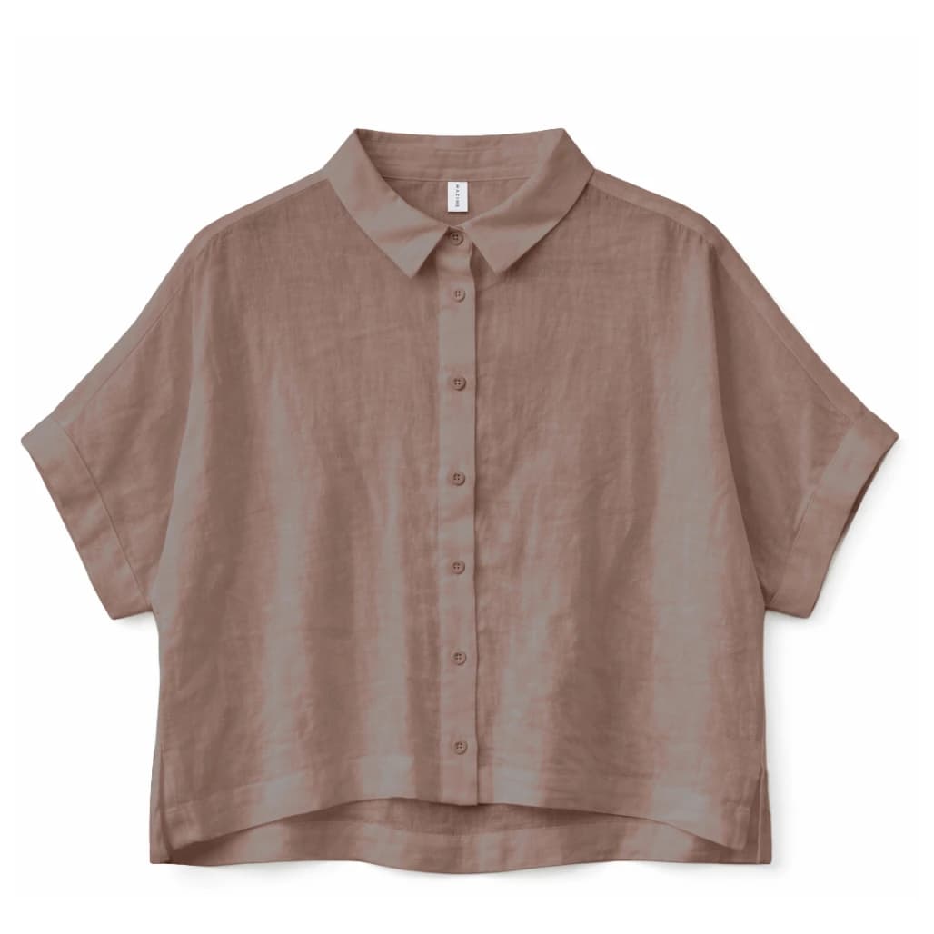 Дамска блуза Mazine Women's Short Sleeve Linen Shirt Blouse - Grey Brown