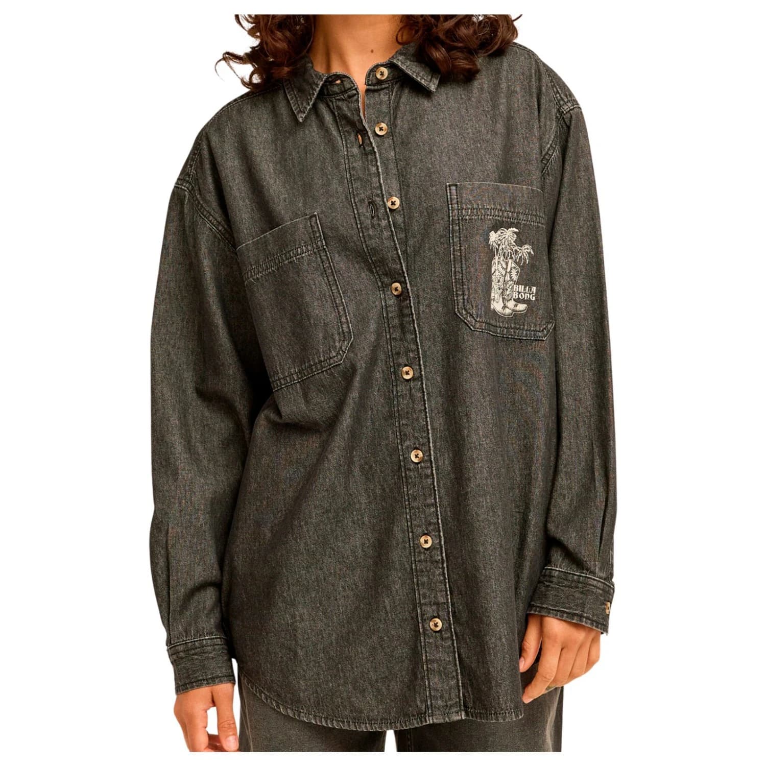 Дамска риза с копчета Billabong Women's Down The Coast Shirt - Black Rinse