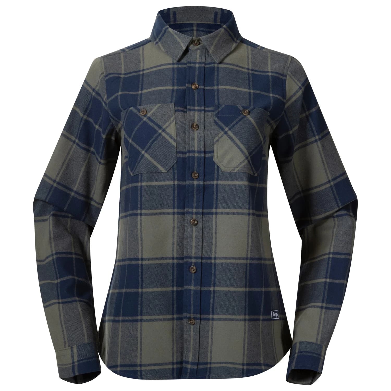 Дамска риза с копчета Bergans Women's Nordmarka Flannel Shirt - Green Mud/Navy Blue Check