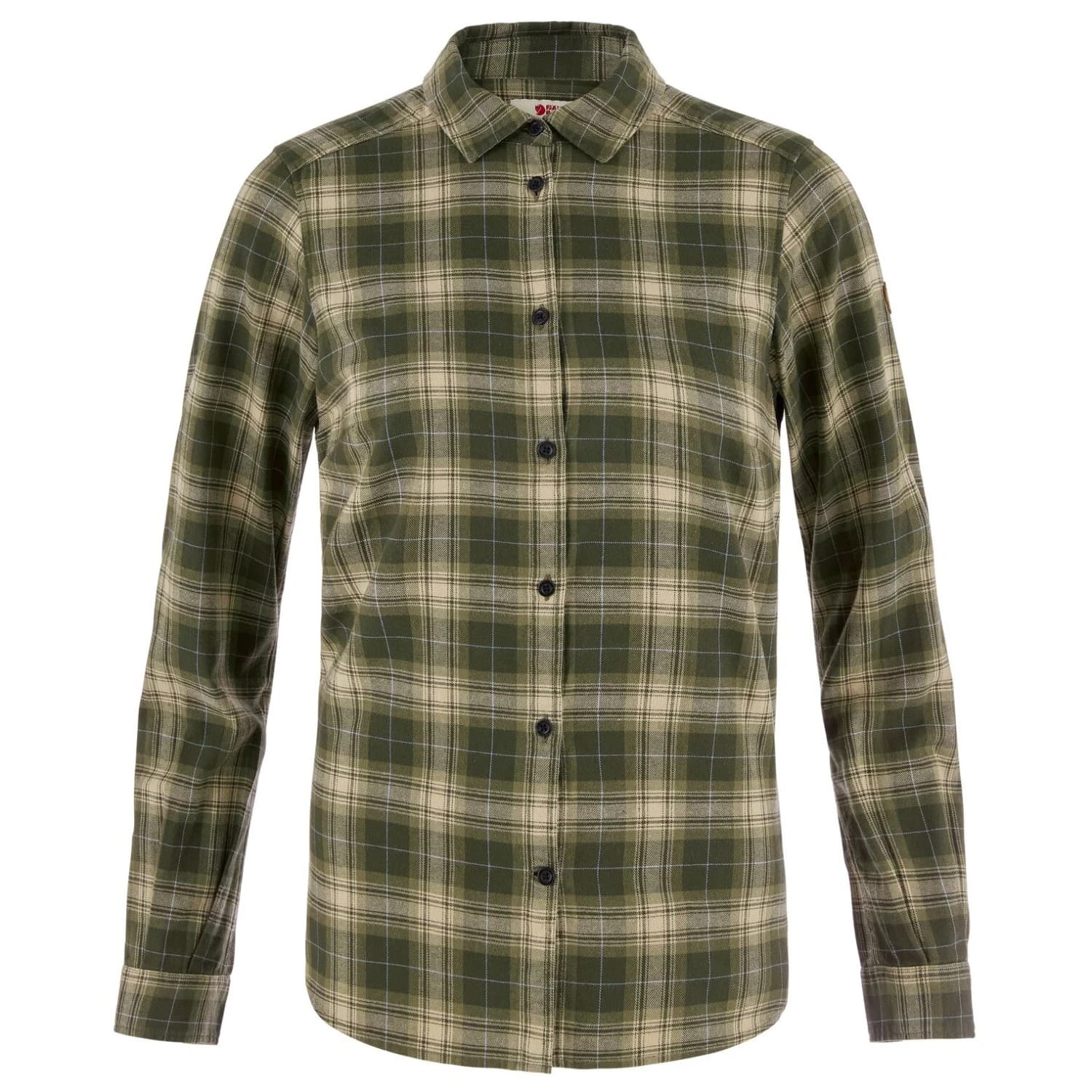 Дамска риза с копчета Fjällräven Women's Övik Classic Flannel Shirt - Deep Forest / Fossil
