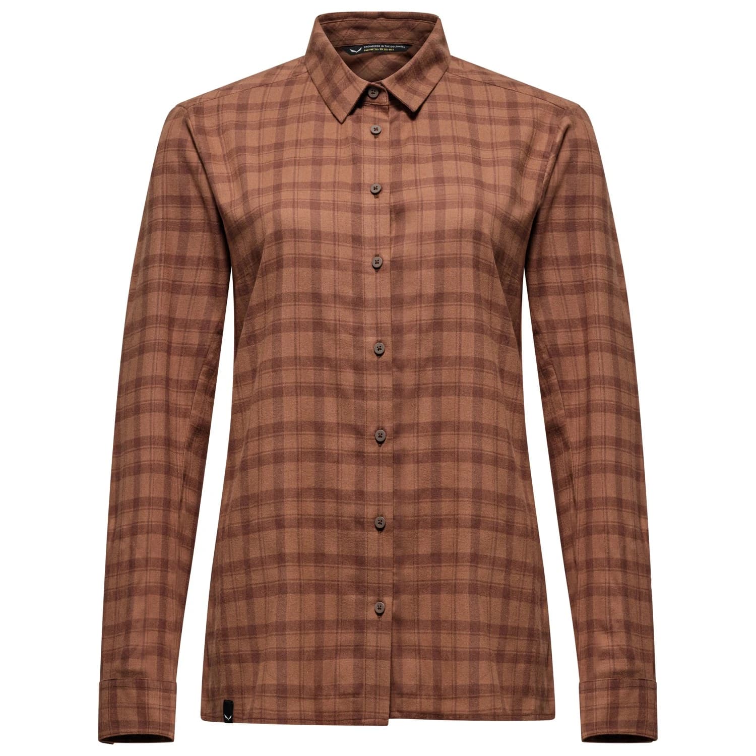 Дамска риза с копчета Salewa Women's Fanes Flannel 5PL L/S Shirt - Earth Brown / Chocolat