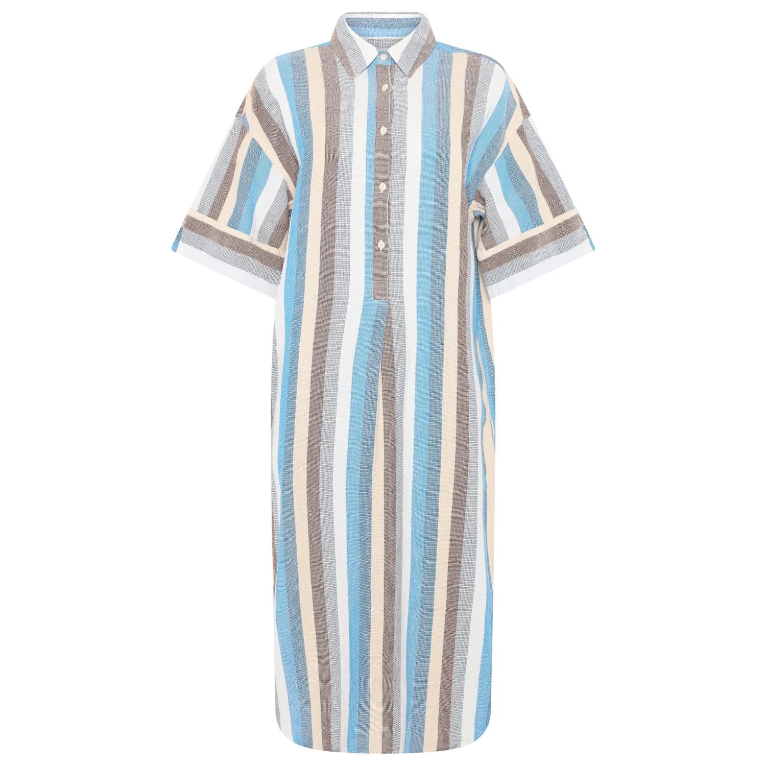 Дамска рокля KnowledgeCotton Apparel Women's Organic Cotton Shirt Dress - Multi Color Stripe
