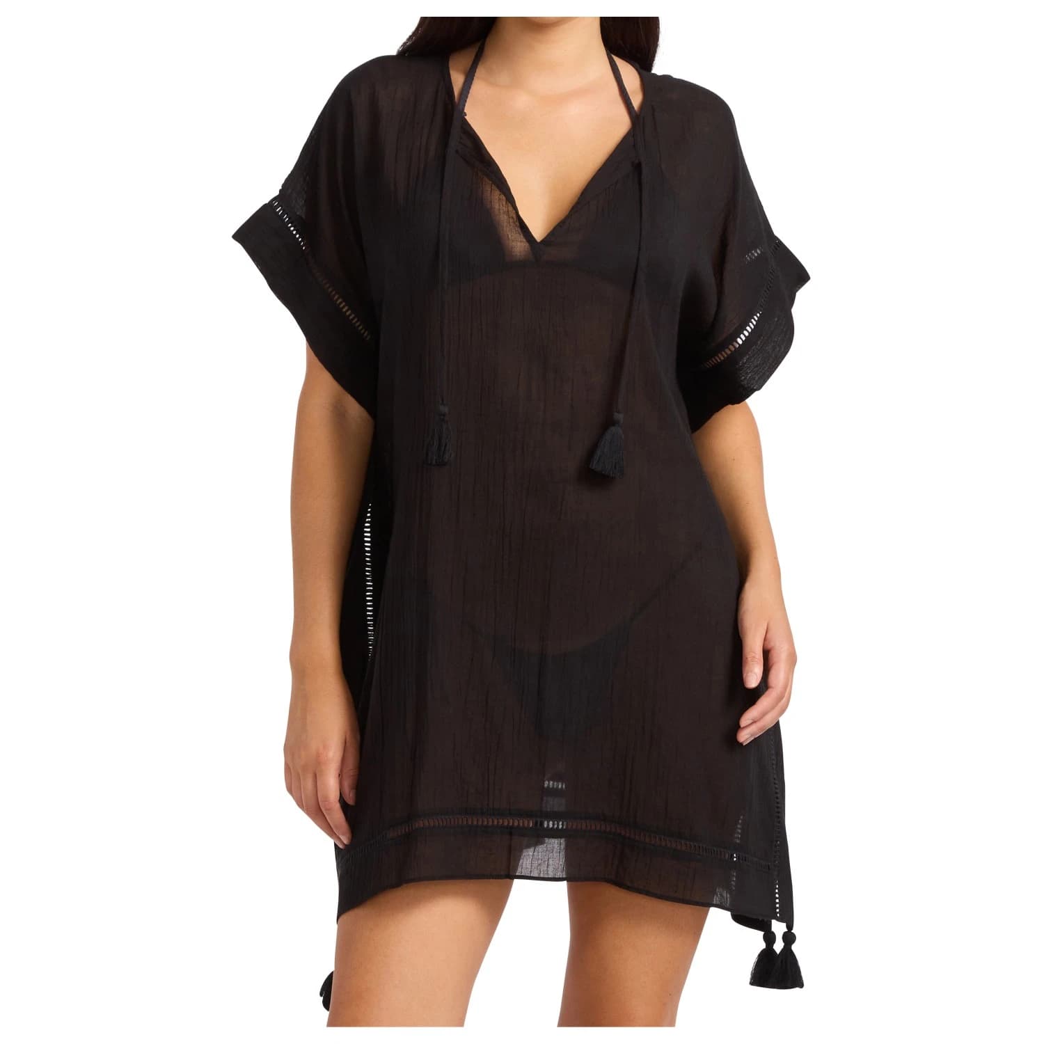 Дамска рокля Seafolly Women's Crinkle Gauze Kaftan Dress - Black