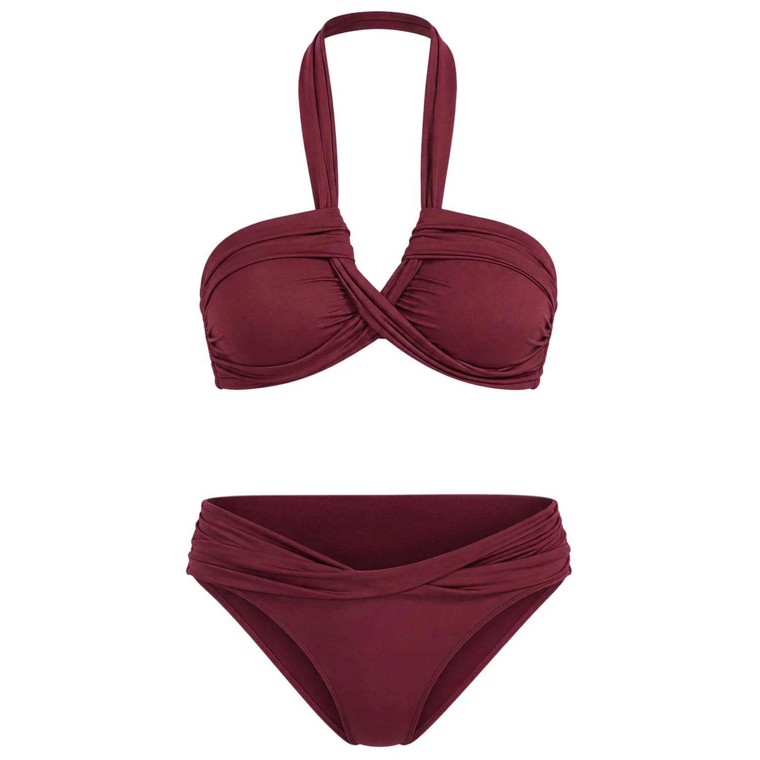 Дамско бикини горнище Seafolly Women's Collective Halter Bandeau Bikini top - Dark Burgundy