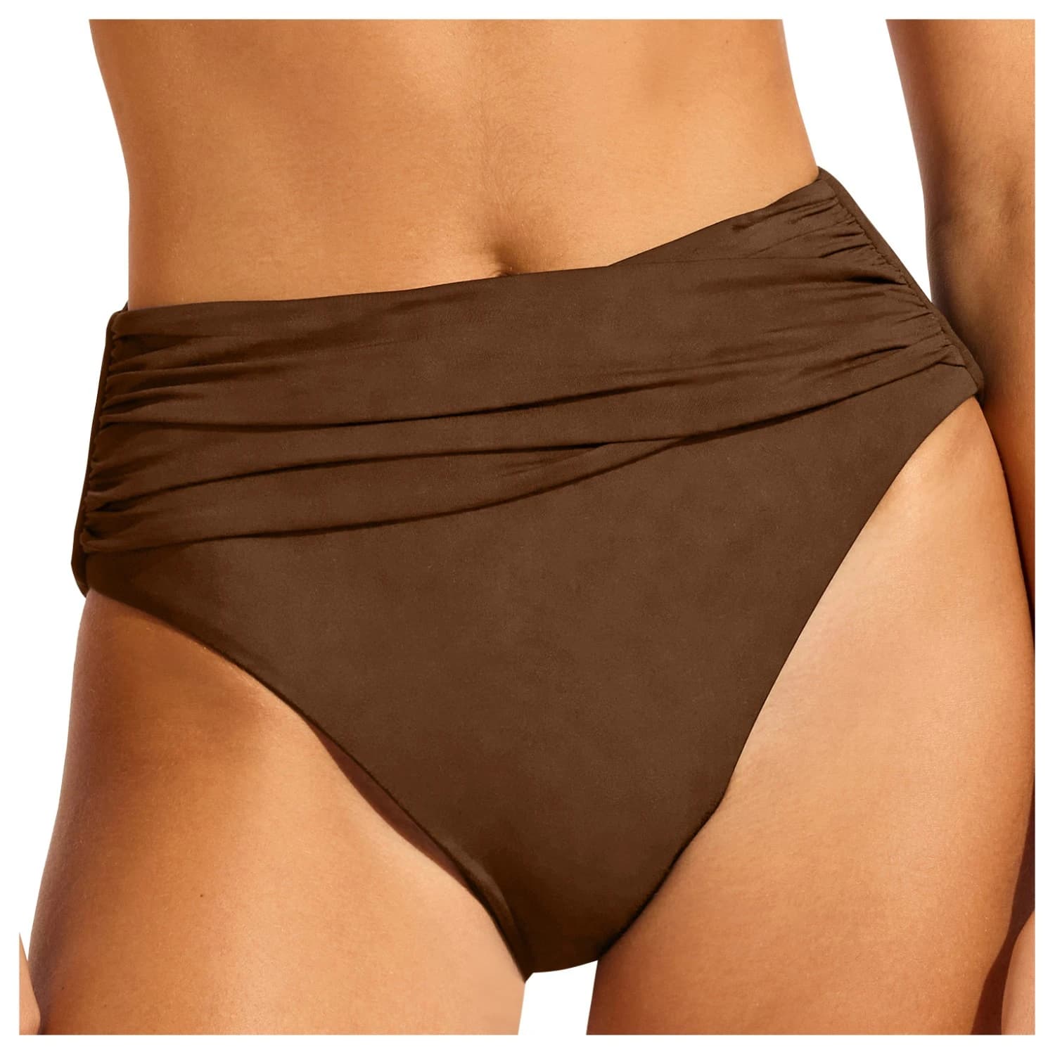 Дамско бикини долнище Seafolly Women's Collective High Waist Wrap Front Pant Bikini bottom - Dark Chocolate