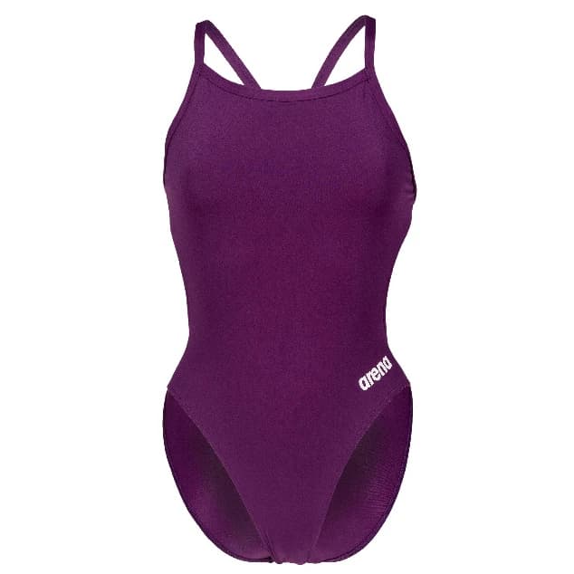 Дамски бански костюм Arena Women's Team Swimsuit Challenge Solid Swimsuit - Plum / White