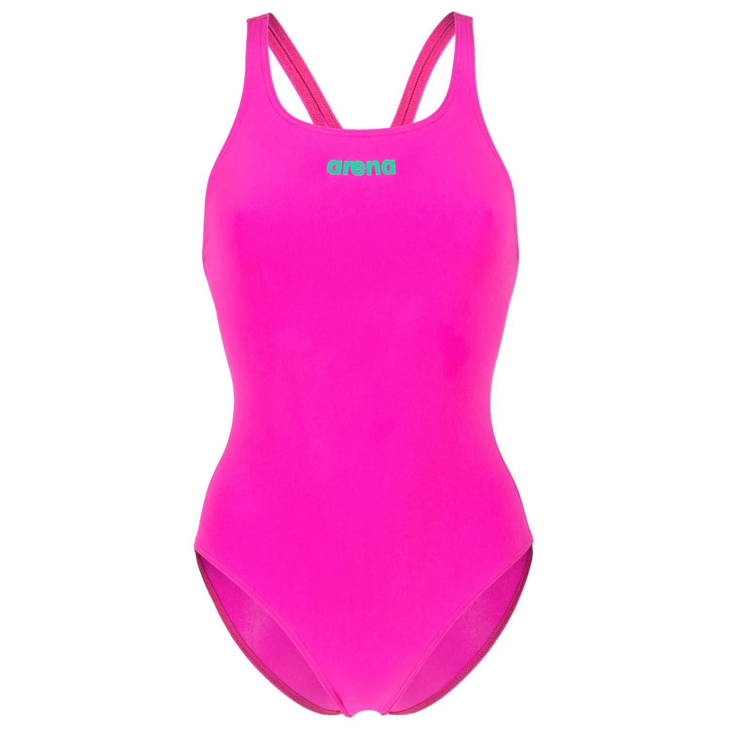 Дамски бански костюм Arena Women's Team Swimsuit Swim Pro Solid Swimsuit - Very Fuchsia / Team Green