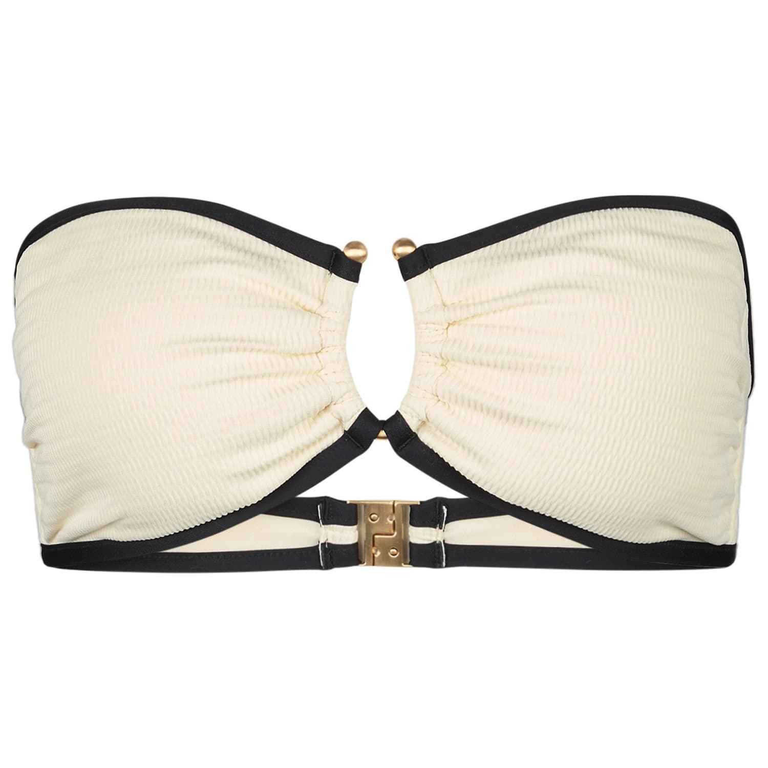 Дамско бикини горнище Seafolly Women's Beach Bound Ring Front Bandeau Bikini top - Ecru