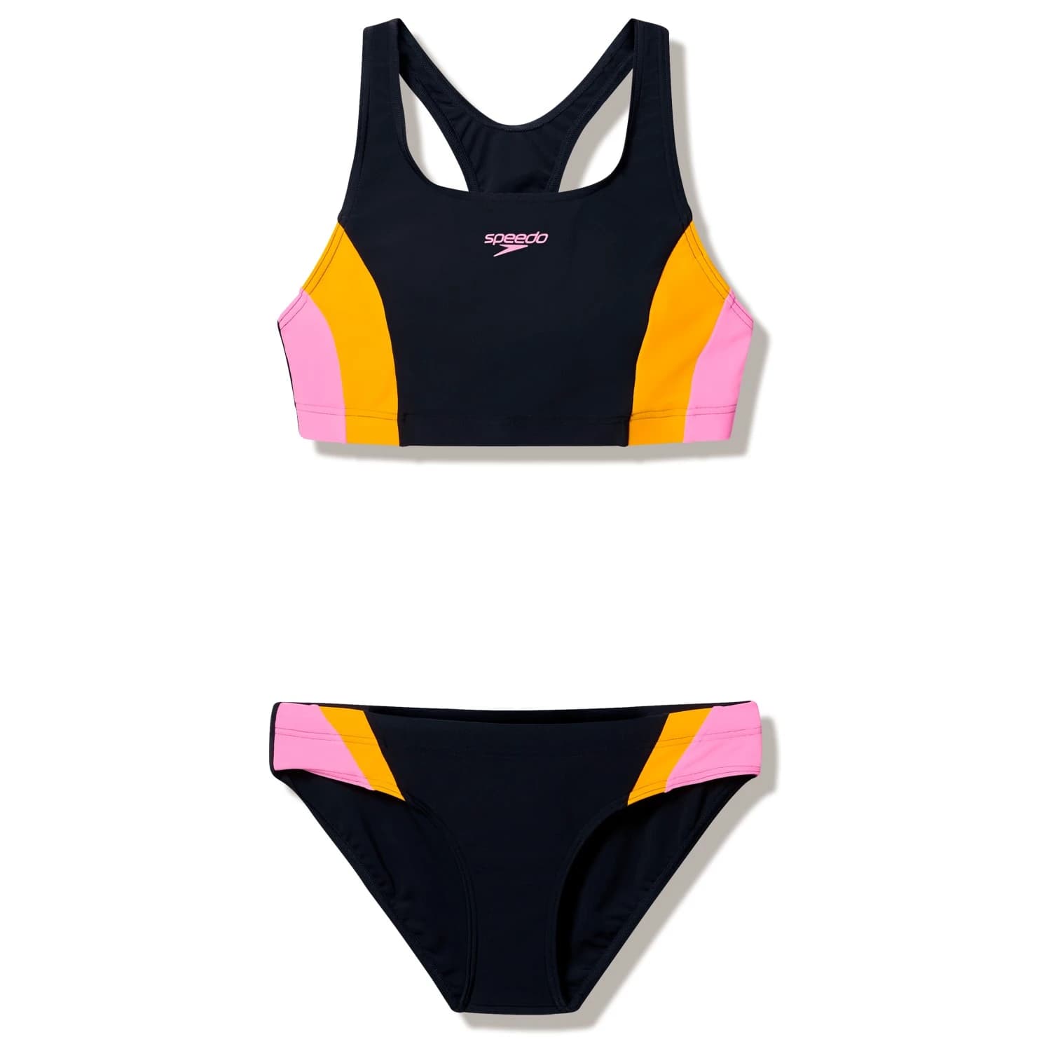 Дамски комплект бикини Speedo Women's Colourblock Splice 2 Piece 2.0 Bikini - Anthracite / Creamsicle / Hope