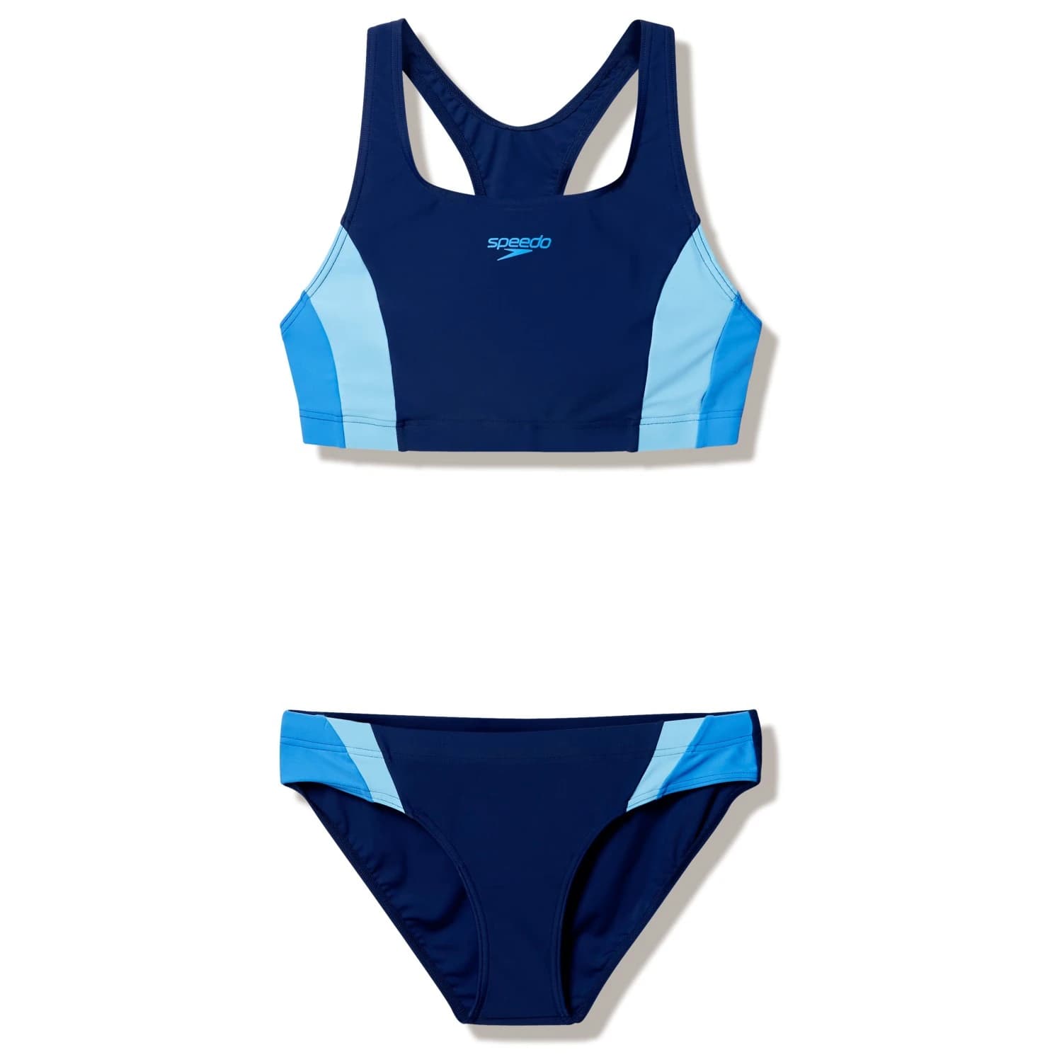 Дамски комплект бикини Speedo Women's Colourblock Splice 2 Piece 2.0 Bikini - Peacoat / Glacier Blue / Moonlight Lavender