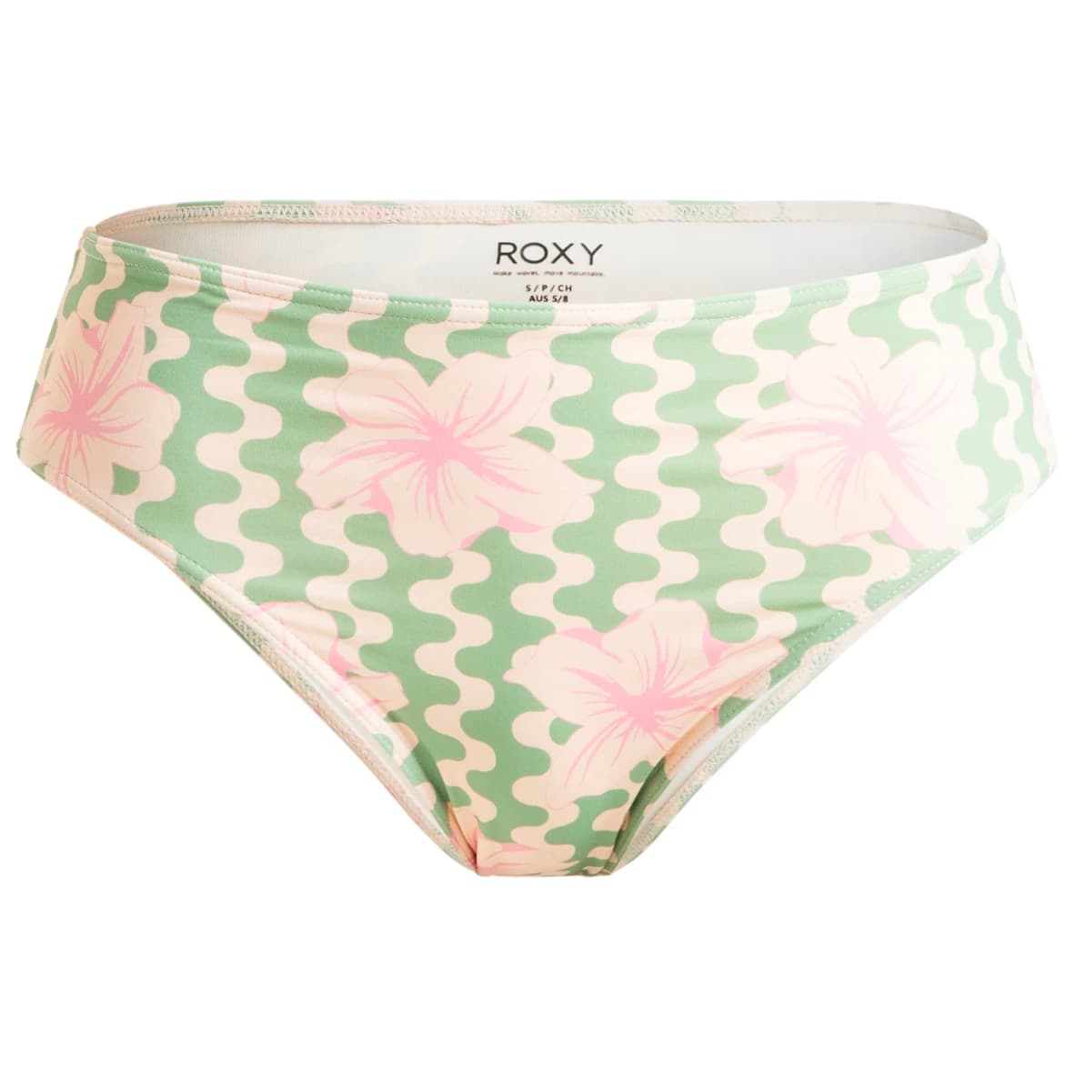 Дамско бикини долнище Roxy Women's Hibiscus Daze Midwaist Bikini Bikini bottom - Basil Party Waves Yw