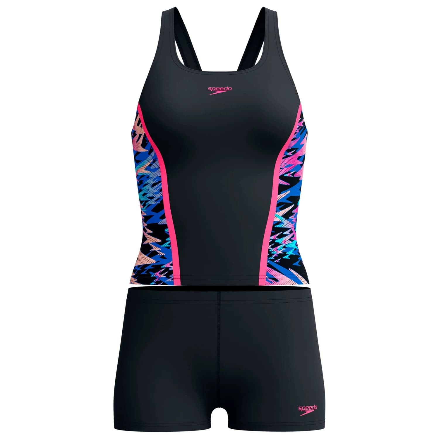 Танкиен (бански) Speedo Women's Hyperboom Splice Tankini Set Tankini - Anthracite / Margarita Pink