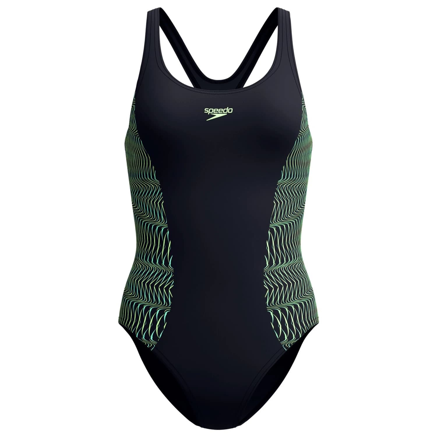 Дамски бански костюм Speedo Women's Placement Muscleback Swimsuit - Anthracite / Pale Clover