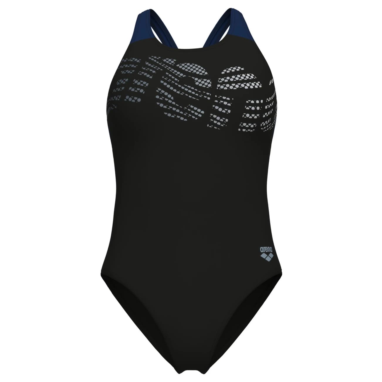 Дамски бански костюм Arena Women's Flowing Swimsuit V Back Swimsuit - Black / Navy