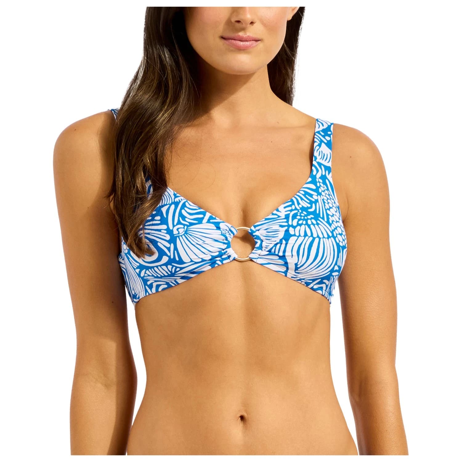 Дамско бикини горнище Seafolly Women's C Shells Ring Front Tank Bikini top - Sapphire