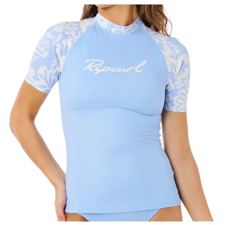 Дамска плажна тениска от ликра Rip Curl Women's Pacific Coast UPF S/S Rashvest Lycra - Sky Blue